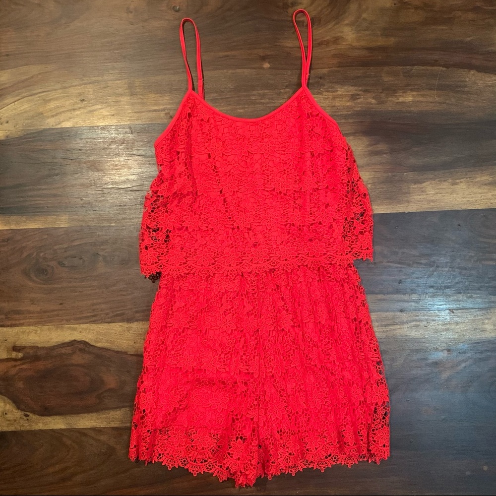 Red Lace Romper